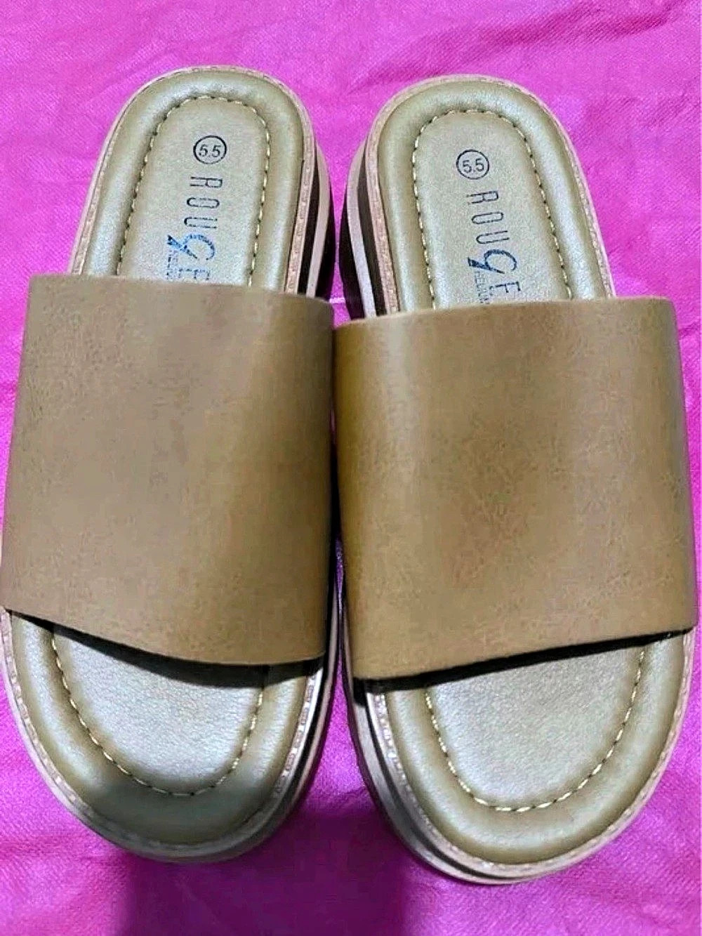 Rouge Platform Slide Sandals in Brown US 5.5 Like New